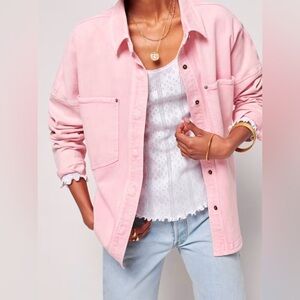 Faherty Pink Sunwashed Denim Shirt Jacket Size XS
